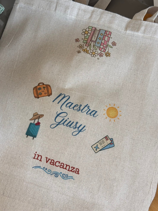 Tote Bag con scritta personalizzata con pochette abbinata