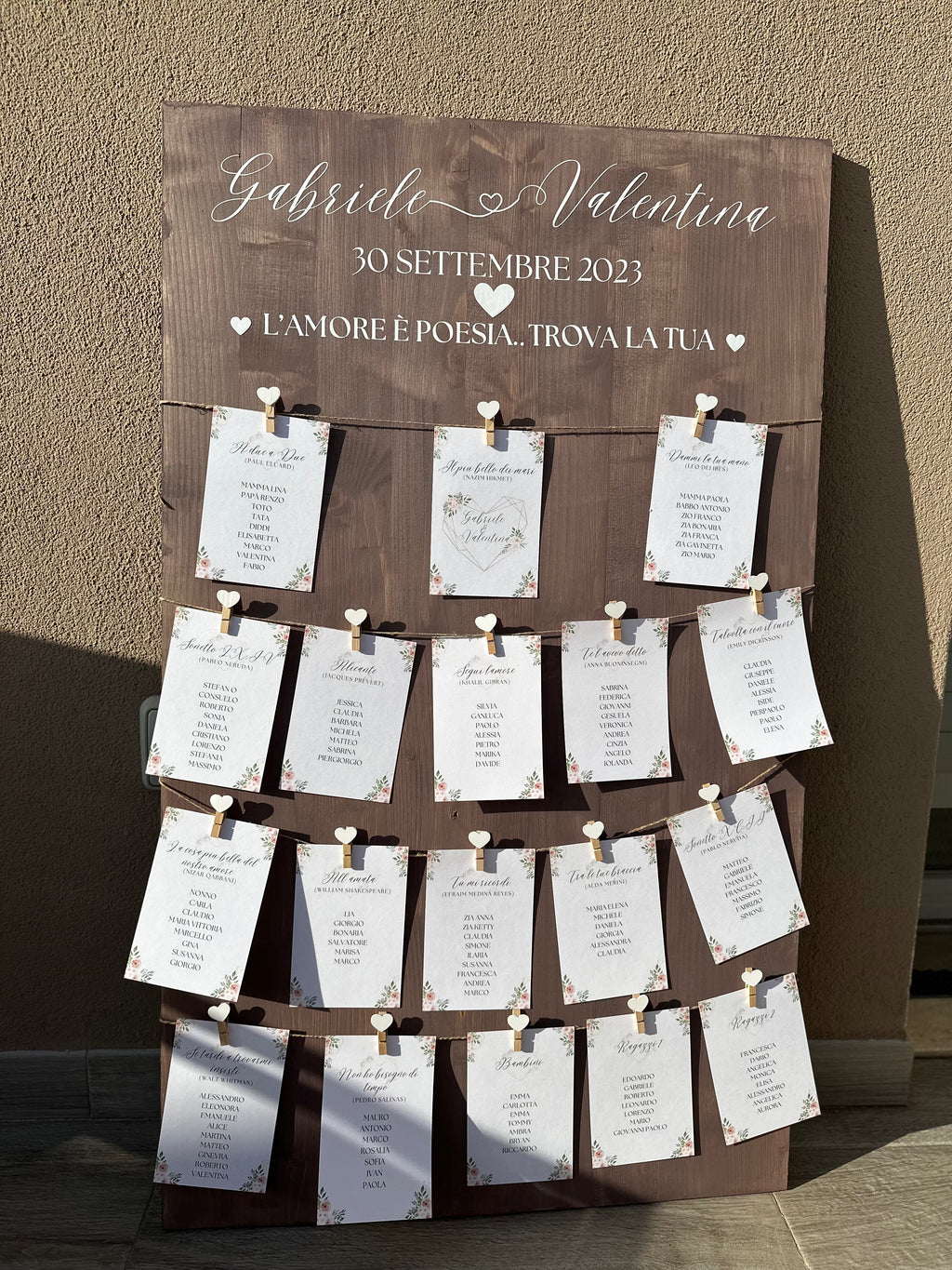 Tableau in legno personalizzato e cartello di benvenuto