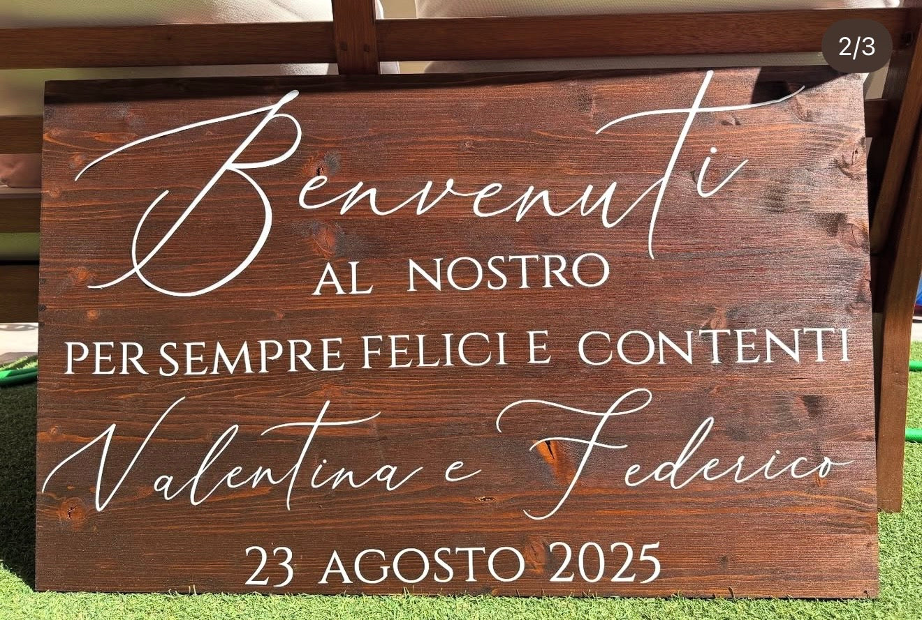 Tableau in legno personalizzato e cartello di benvenuto