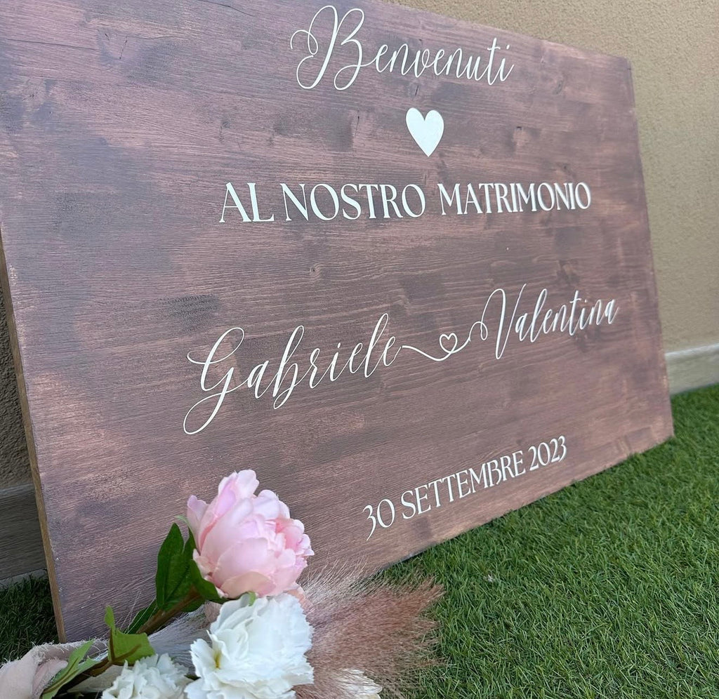 Tableau in legno personalizzato e cartello di benvenuto