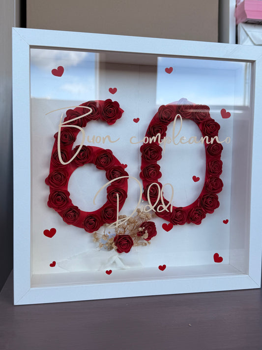 Shadow box con fiori e personalizzazione